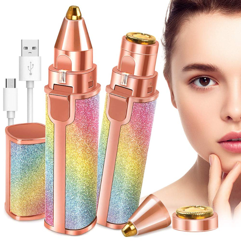 Flawless 2-in-1 Eyebrow Trimmer | Rechargeable Hair Remover with USB Charging Cable & Cleaning Brush