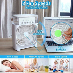 Mist Fan | Portable Air Conditioner Fan | Mist Water, And Humidifier Function | Led Night Light Water Mist | Random Color